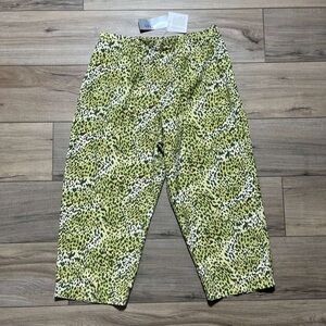 Nancy Bolen City Girl Womens Silk Leopard Animal Print Capri Pants Size L Green